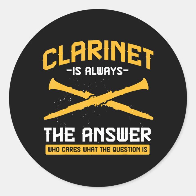 Musical Instrument Marching Band Music Clarinet Classic Round Sticker (Front)