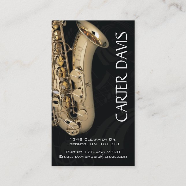 Musical Instrument - Saxaphone Business Card (Front)