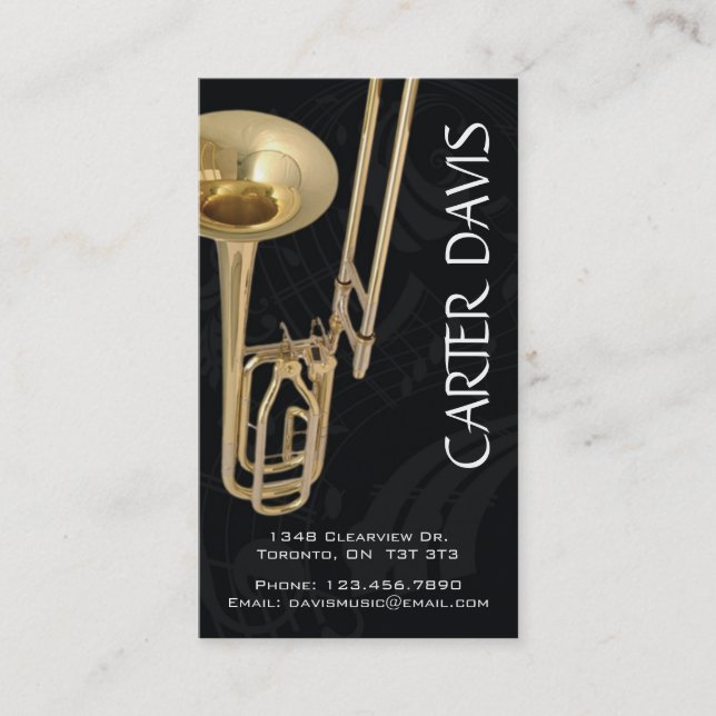 Musical Instrument - Trombone Business Card (Front)