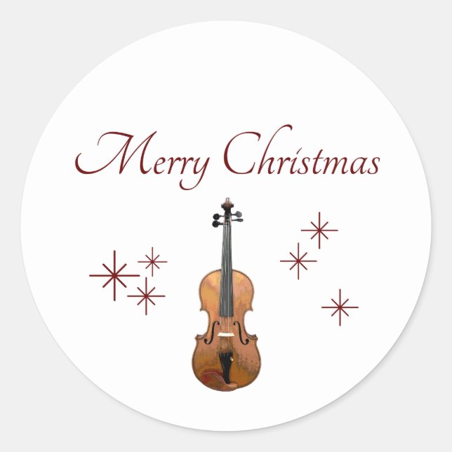 Musical Instrument Violin Christmas Classic Round Sticker (Front)