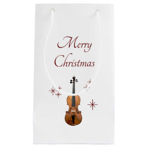 Musical Instrument Violin Christmas Snowflakes Small Gift Bag