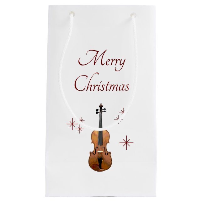 Musical Instrument Violin Christmas Snowflakes Small Gift Bag (Front)