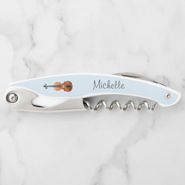 Musical Instrument Violin Cute Blue Corkscrew (Front)