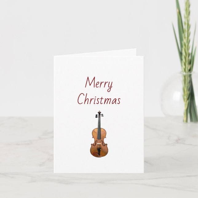Musical Instrument Violin Merry Christmas   Holiday Card (Front)