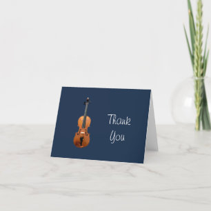 Musical Instrument Violin Navy Blue Thank You Card