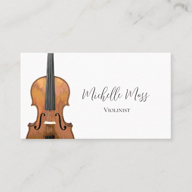 Musical Instrument Violin Violinist Classic Cream Business Card (Front)