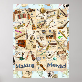 Musical Instruments Alphabet International Poster