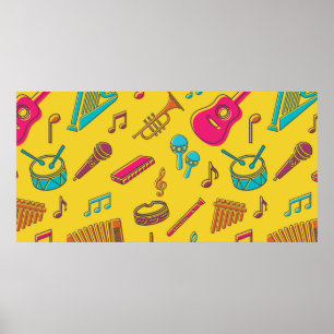 Musical instruments background. musical notes.  poster