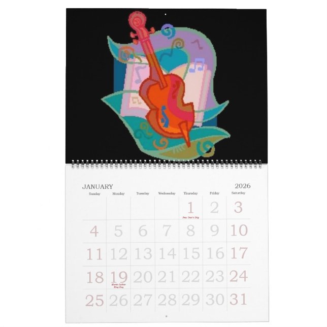 Musical Instruments Calendar (Jan 2026)