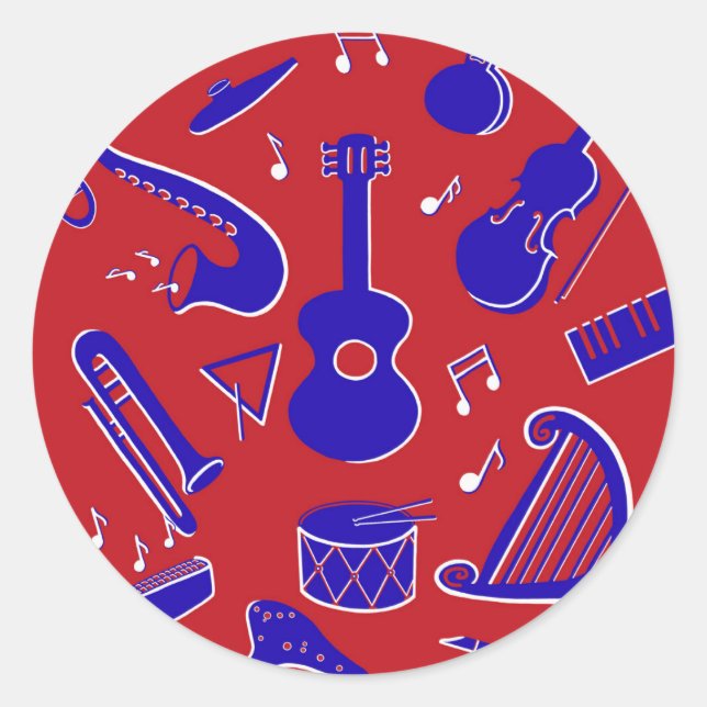 Musical Instruments Classic Round Sticker (Front)