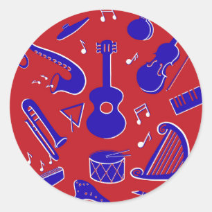 Musical Instruments Classic Round Sticker