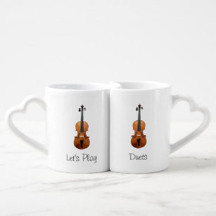 Musical Instruments Cute Violins Coffee Mug Set