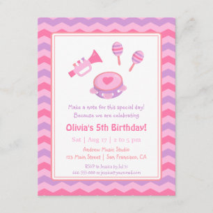 Musical Instruments Girls Birthday Party Invitation