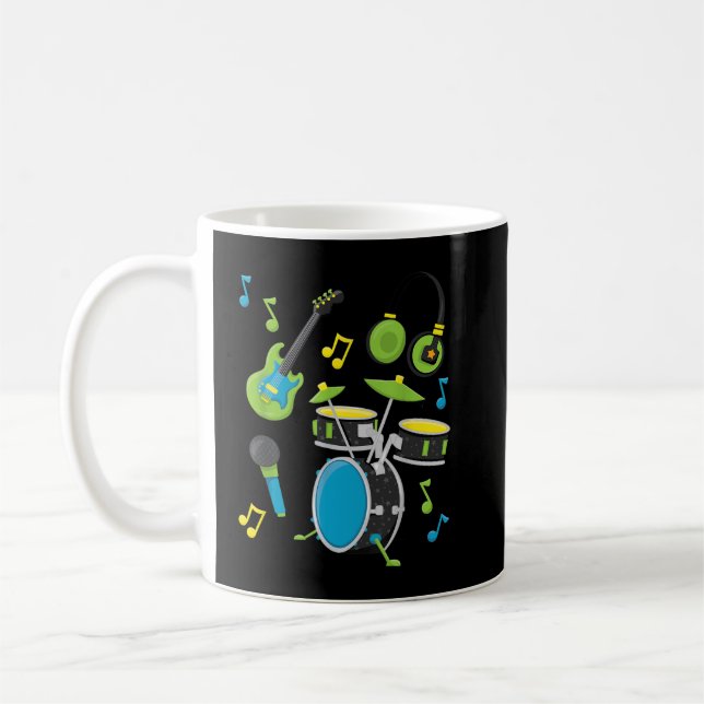 Musical Instruments Guitar Drums Coffee Mug (Left)