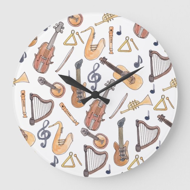 Musical Instruments Large Clock (Front)