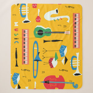 Musical Instruments: Mid Century Yellow Sherpa Blanket
