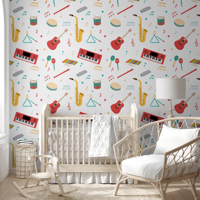 Musical Instruments Music Theme Pattern Wallpaper (Kids)