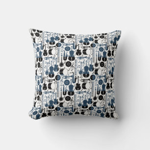 Musical instruments pattern design 2 tones cushion