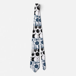 Musical instruments pattern design 2 tones  tie
