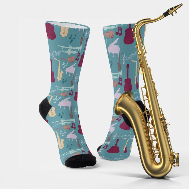 Musical Instruments Pattern Socks (Creator Uploaded)