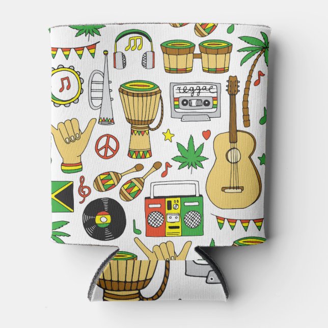 Musical Instruments: Reggae Seamless Background Can Cooler (Front)