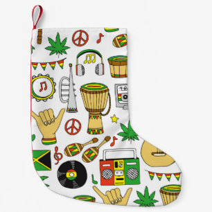 Musical Instruments: Reggae Seamless Background Small Christmas Stocking