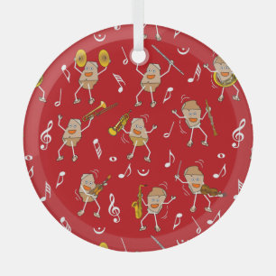 Musical Instruments Rock  Glass Tree Decoration