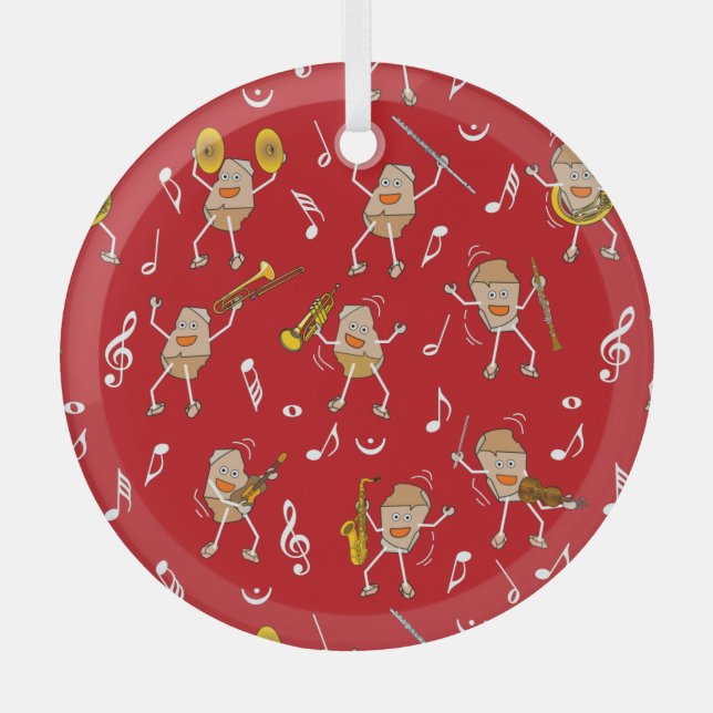 Musical Instruments Rock  Glass Tree Decoration (Front)