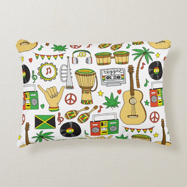 Musical instruments seamless pattern. Reggae backg Decorative Cushion (Front)
