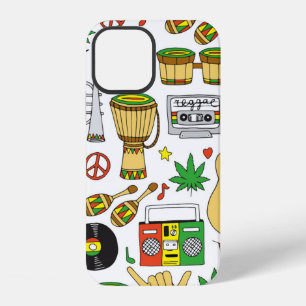 Musical instruments seamless pattern. Reggae backg iPhone 12 Case