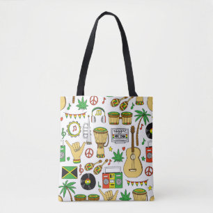 Musical instruments seamless pattern. Reggae backg Tote Bag