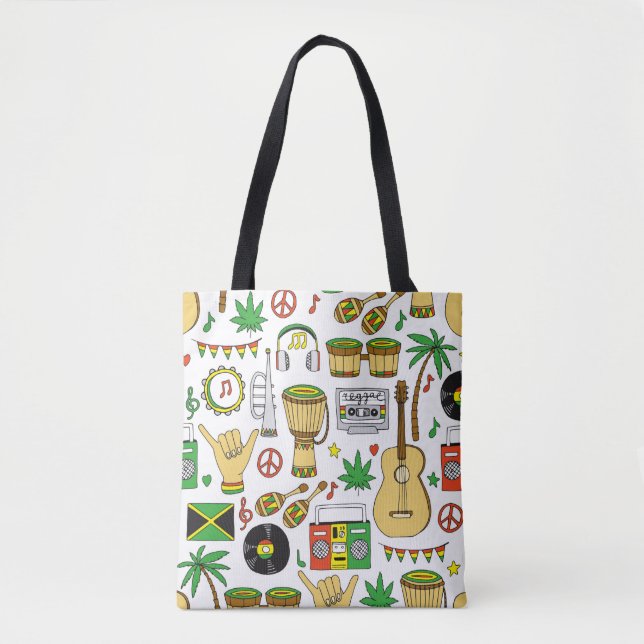 Musical instruments seamless pattern. Reggae backg Tote Bag (Front)