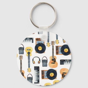 Musical Instruments: Seamless Watercolor Key Ring