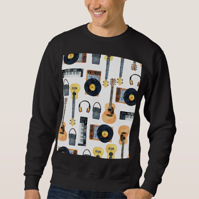 Musical Instruments: Seamless Watercolor Sweatshirt (Front)