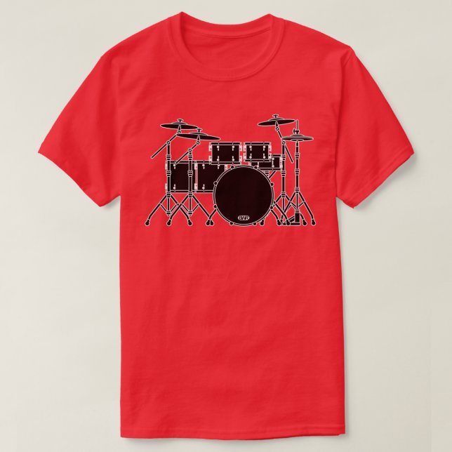 MUSICAL INSTRUMENTS SILHOUETTES DRUM KIT  T-Shirt (Design Front)