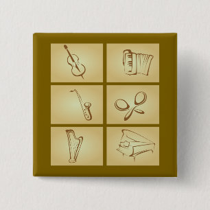 Musical Instruments Sketch 15 Cm Square Badge