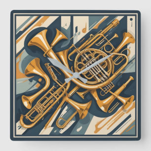 Musical Instruments Square Wall Clock