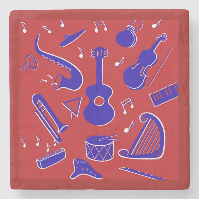 Musical Instruments Stone Coaster (Front)