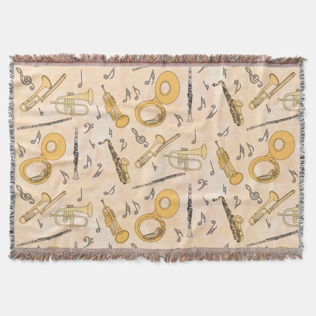 Musical Instruments Throw Blanket (Front)