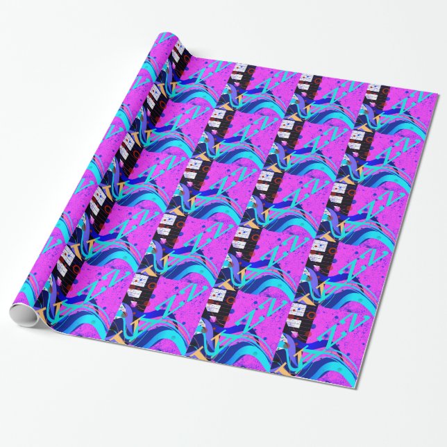 Musical Jazz Style Background Wrapping Paper (Unrolled)