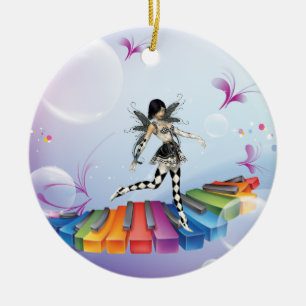 Musical Keyboard Faerie Ceramic Tree Decoration