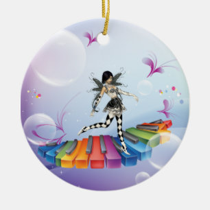 Musical Keyboard Faerie Ceramic Tree Decoration