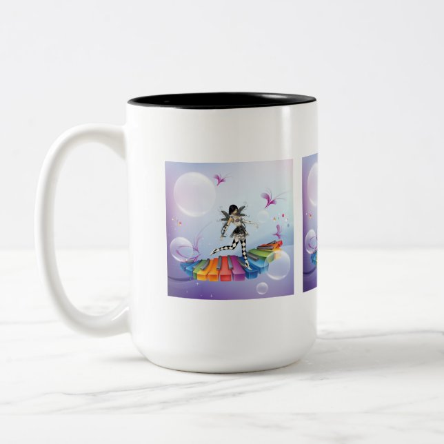 Musical Keyboard Faerie Two-Tone Coffee Mug (Left)