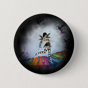 Musical Keyboard Faerie Vignette 6 Cm Round Badge