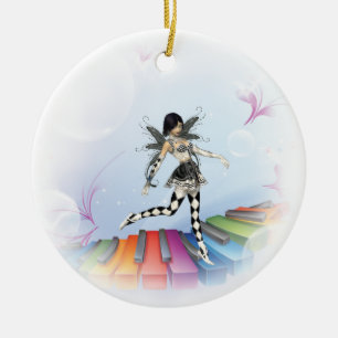 Musical Keyboard Faerie Vignette Ceramic Tree Decoration