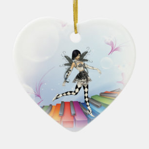 Musical Keyboard Faerie Vignette Ceramic Tree Decoration