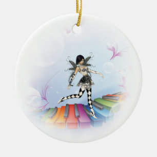 Musical Keyboard Faerie Vignette Ceramic Tree Decoration