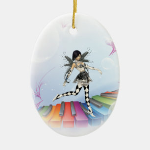 Musical Keyboard Faerie Vignette Ceramic Tree Decoration