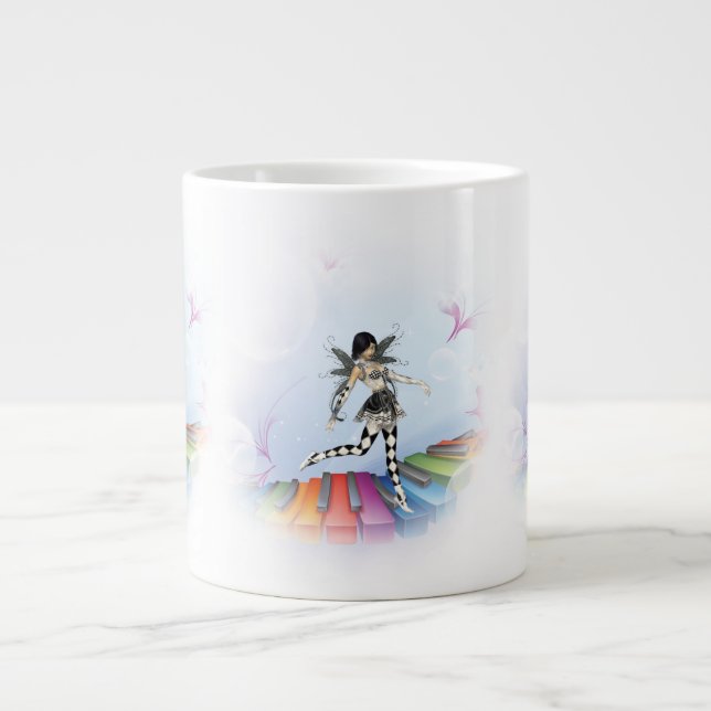 Musical Keyboard Faerie Vignette Large Coffee Mug (Front)