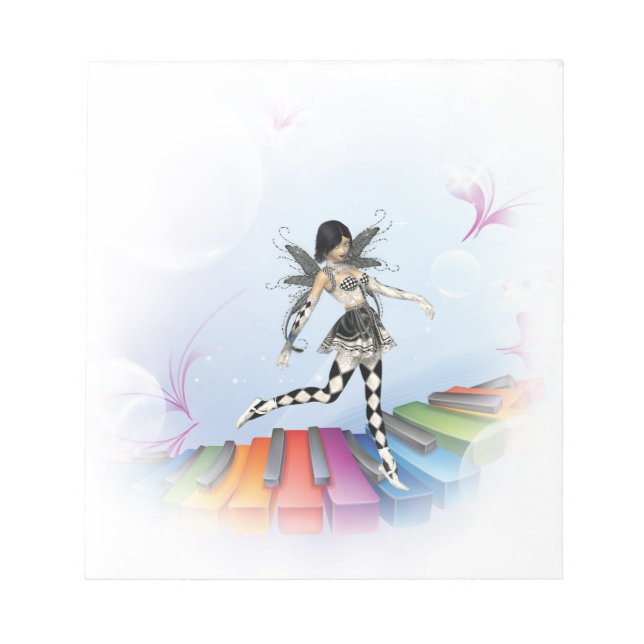 Musical Keyboard Faerie Vignette Notepad (Front)